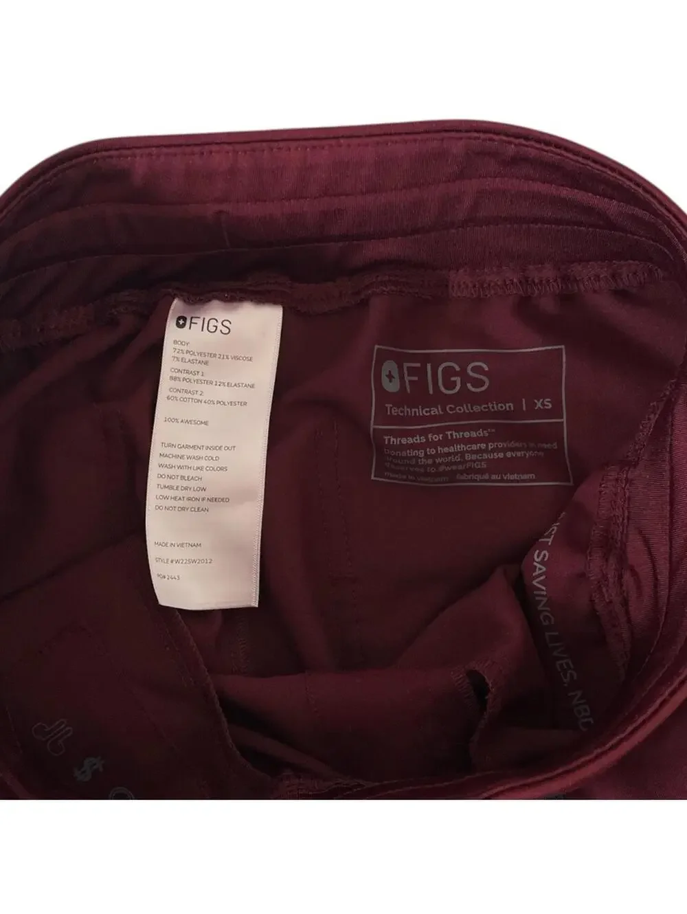 FIGs Zamora Jogger Scrub Pants size XS in Burgundy